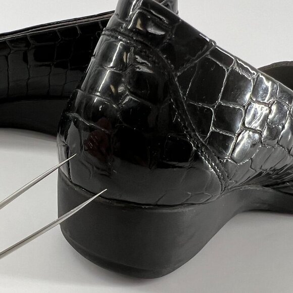 Mephisto Celka Croc Emboss Patent Black Leather Wedge Slip On Loafers Size 9.5 - Picture 14 of 15